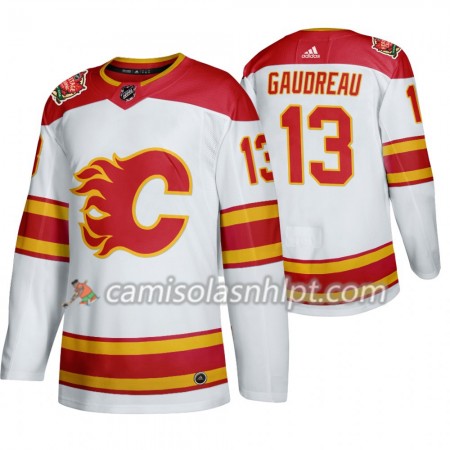 Camisola Calgary Flames Johnny Gaudreau 13 Adidas 2019 Heritage Classic Branco Authentic - Homem